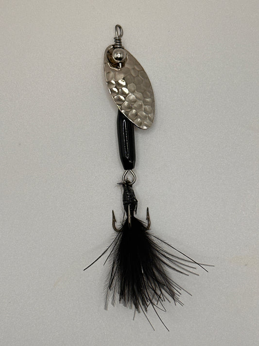 black feathered trout spinner