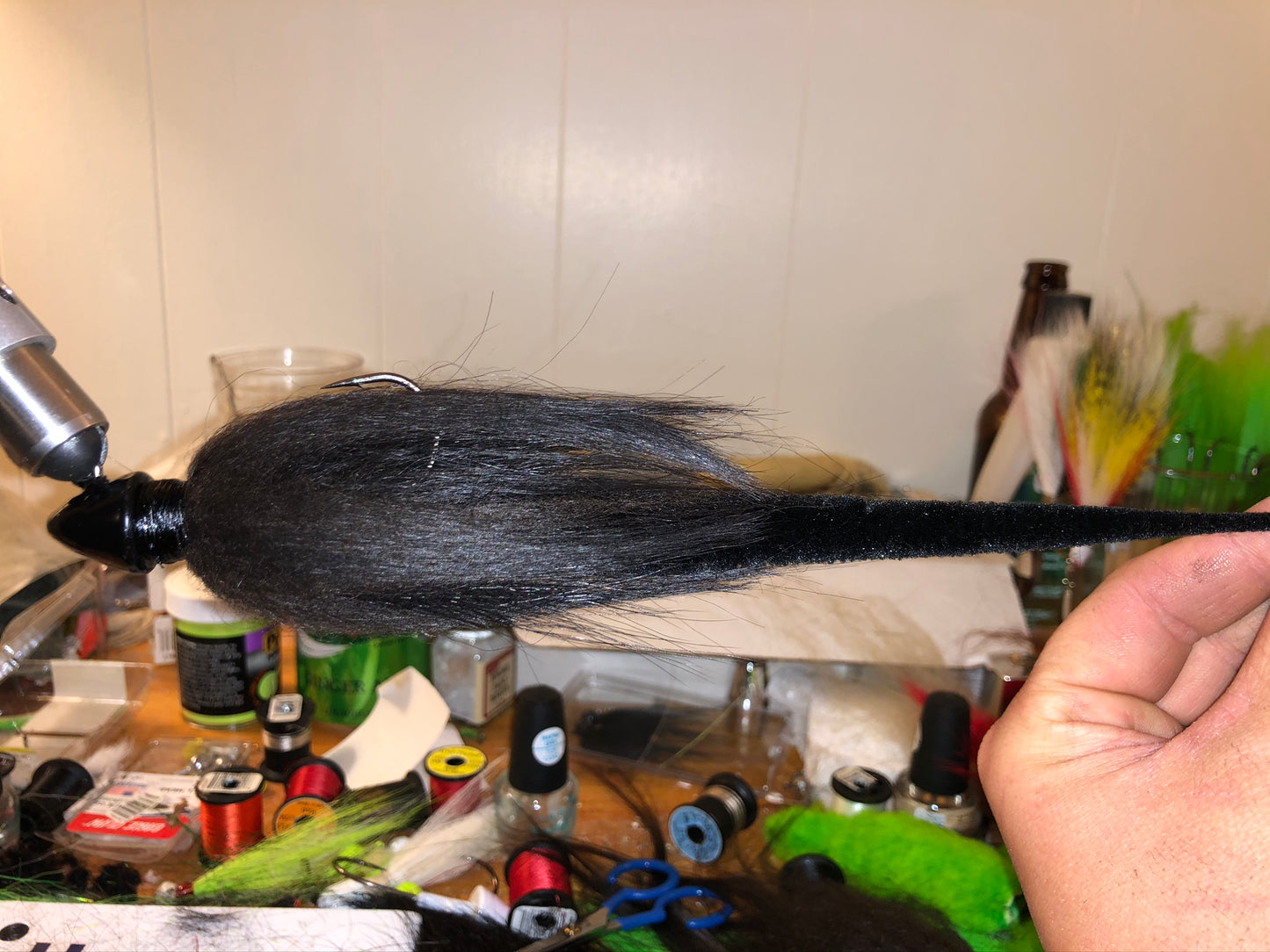 1oz black dragon layered hair jig