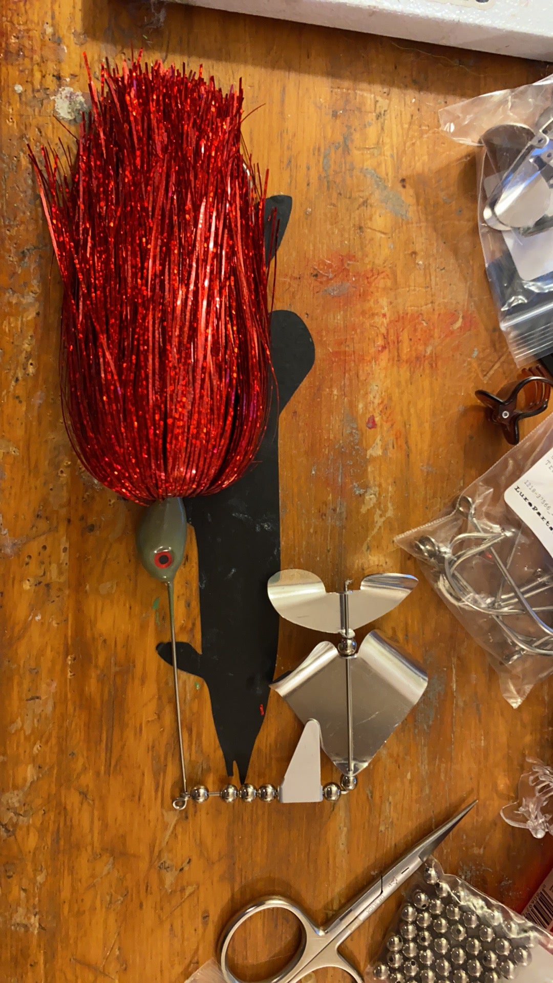 big game salmon flashabou with trailer hook and clacker