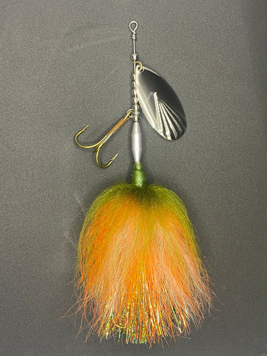 single #9 fluted Indiana blade bluegill layered bucktail